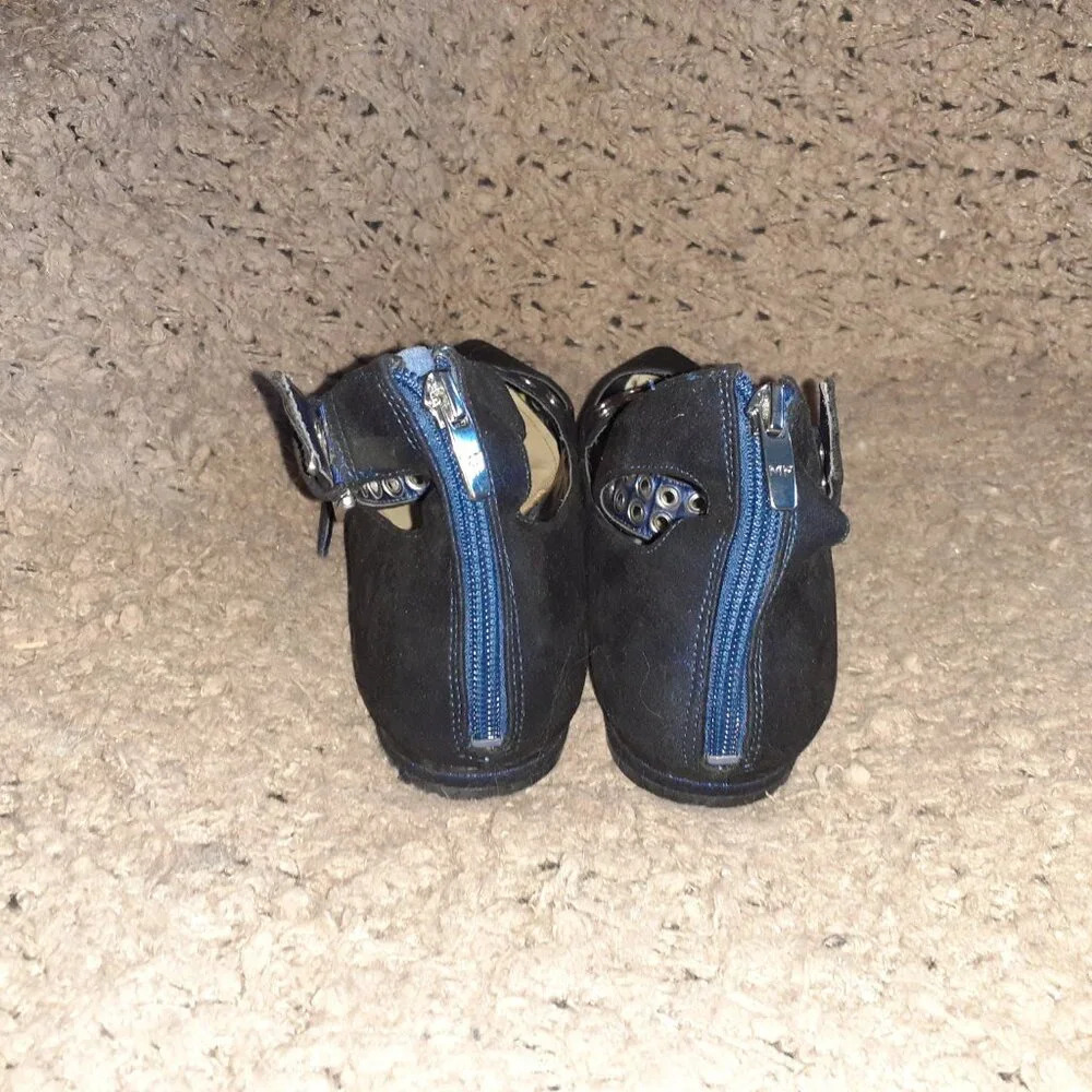 Marc Fisher-Alen-Two Strap Grommet Shimmery Blue Nubuck-Pointed Toe-Sz 8.5-Nm View 5